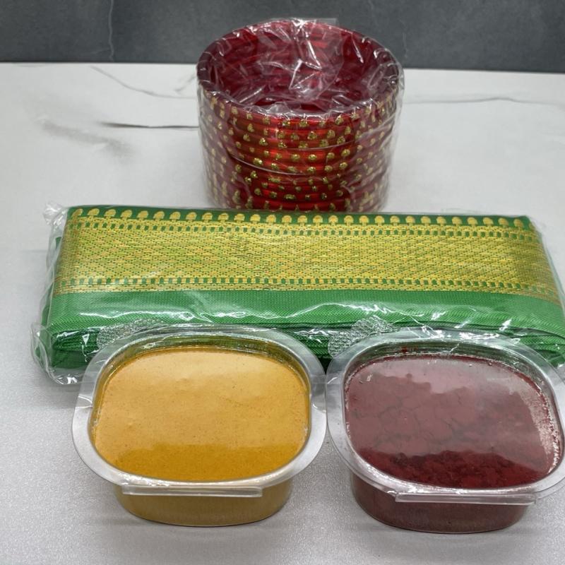 Gowri Ganesha Bagina Set (4 Items) – Bangles, Turmeric, Kumkum & Blouse Piece | Locate Us Store