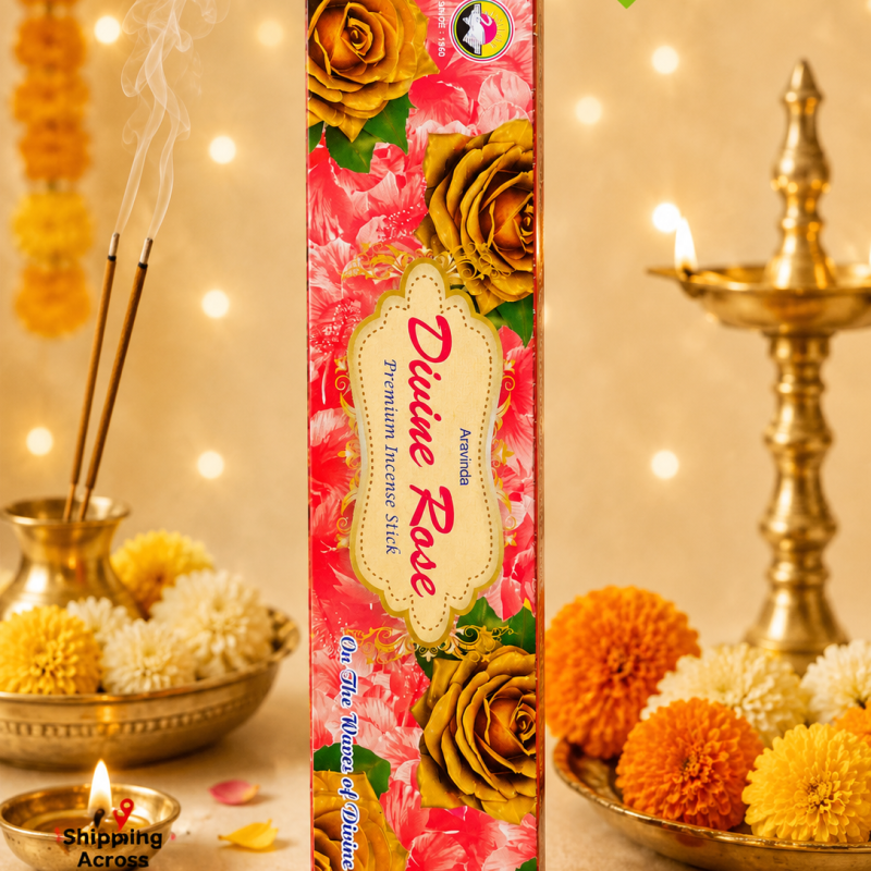 Aravinda Divine Rose Premium Incense Sticks (18g) | Luxurious Rose Fragrance for Pooja, Meditation & Spiritual Bliss
