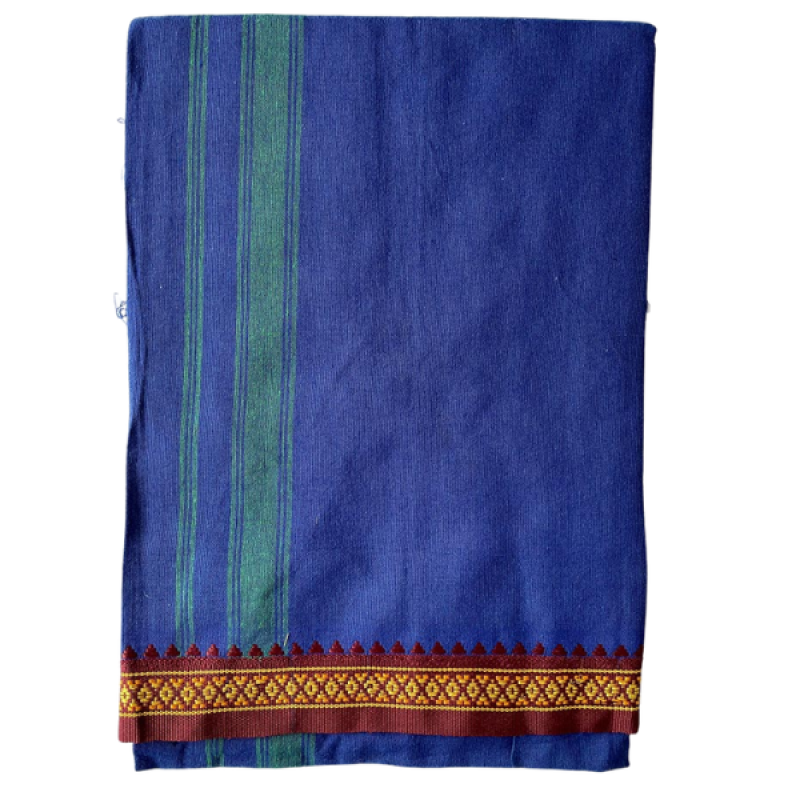 2m Sacred Blue Ayyappaswamy Panche – Durable Pure Cotton Sabarimala Dhoti