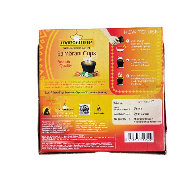 Mangaldeep Sambrani Cups (10 Pcs) with Holder | Locate Us Store