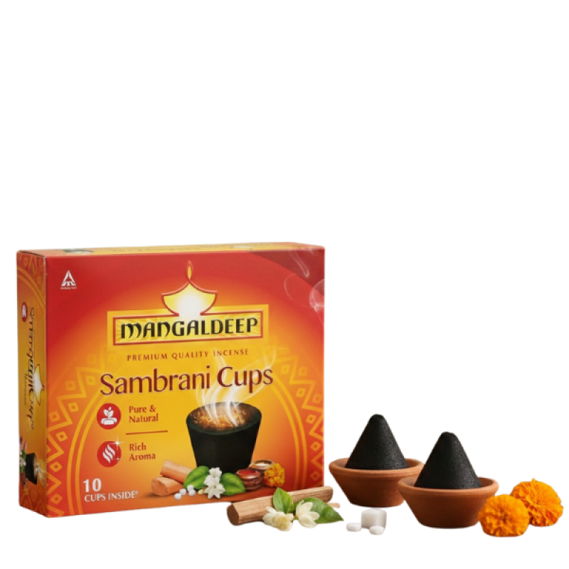 Mangaldeep Sambrani Cups (10 Pcs) with Holder | Locate Us Store