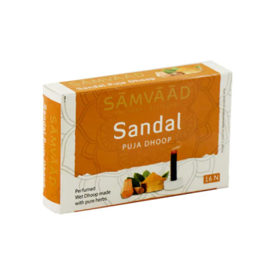 Samvaad Sandal Premium Wet Puja Dhoop Sticks (16 pcs) – Traditional Hand-Malleable Aromatic Sandalwood Dhoop by Locate Us Store