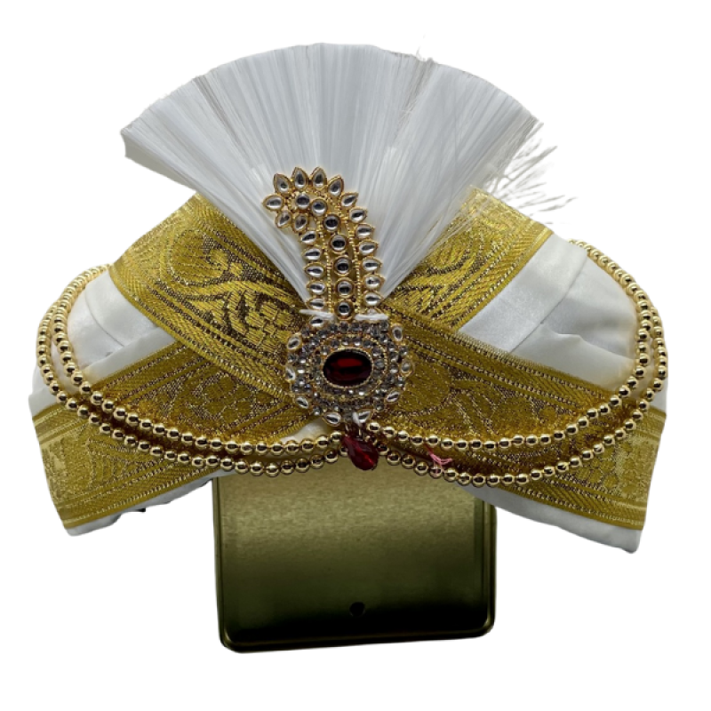 Mysore Peta Color-White – Traditional Handcrafted Royal Indian Headgear | Locate Us Store