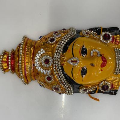 Beautiful Yellow Lakshmi Devi face with Keerita Decorated - Varalakshmi & Mahalakshmi Divine Home Decor Height 20cm
