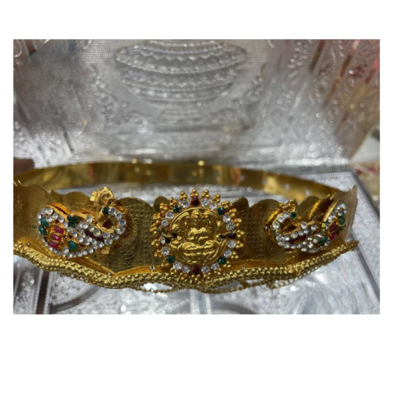 Grand Adjustable Golden Dabu (Big) – Heavy Gold-Finish Vaddanam & Waist Belt for Large Lakshmi Idols & Varamahalakshmi Festival by Locate Us Store